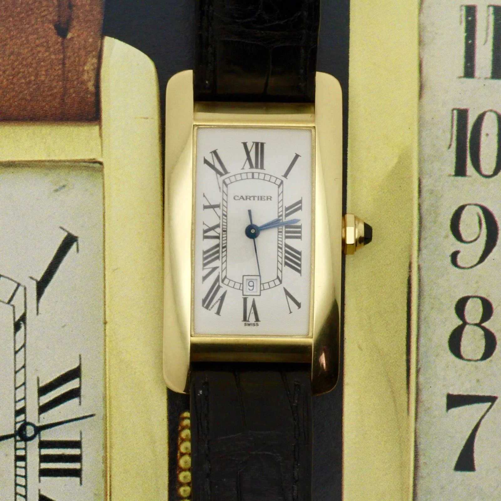 CARTIER TANK AMERICAINE 18K YELLOW GOLD WATCH 1 AUTOMATIC